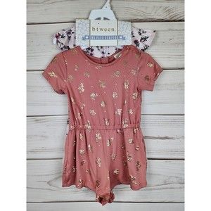btween Girls Rompers 2 Pack Size 5 Gold Flowers